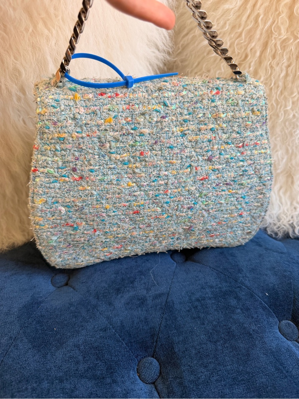 Chanel Blue Confetti Tweed Flap Handbag - Picture 6 of 9